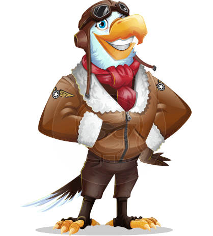 Eagle Aviator Cartoon Vector Character